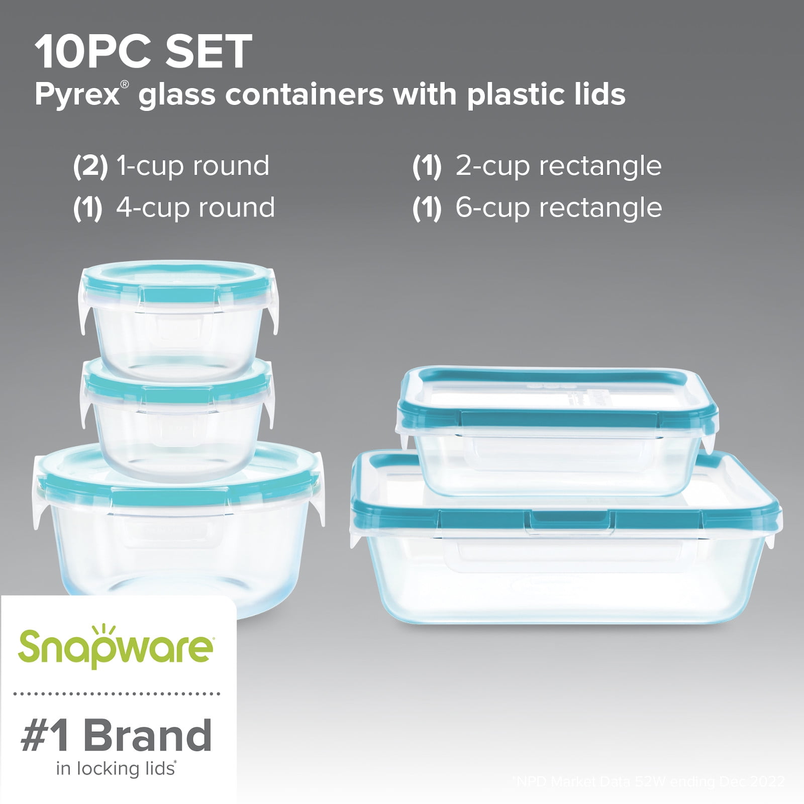 (3 pack) Snapware Total Solution Glass Storage Set, 10 Piece