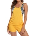 thumbnail image 1 of SAYOO Conjunto de 2 piezas de tankini para mujer, tops de baño y fondos de baño de retazos con escote redondo, amarillo y negro SAYOO  casual, 1 of 7