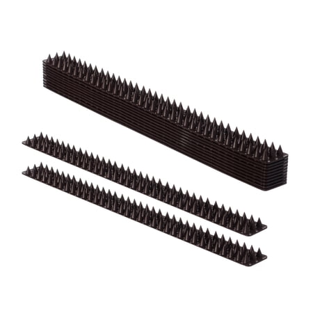 Outdoor Plastic Repellent Wall Defender Fence Spikes for Birds, 10 Pack Brown