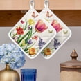 thumbnail image 2 of Spring Floral Pot Holders for Kitchen Heatproof Potholder, 2 Pack Rustic Tulip Butterfly Botanical Summer Hot Pads Multipurpose Oven Pads Cloth Potholders Trivet for Cooking and Baking, 2 of 8