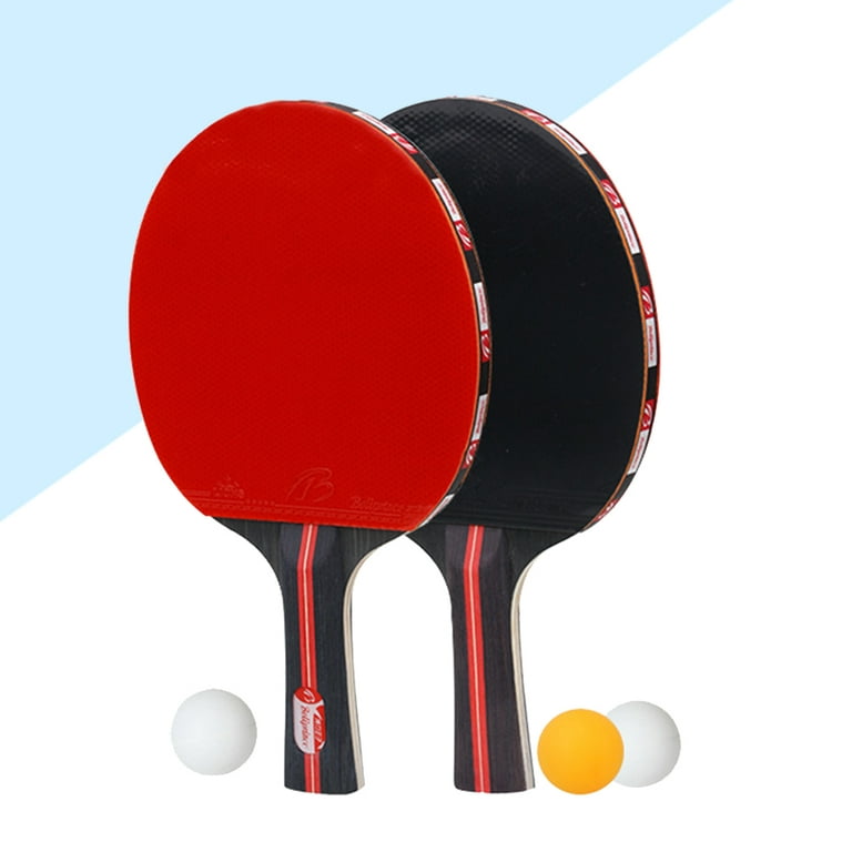 Royalty-Free photo: Two red-and-brown ping pong rackets