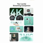 EMEET Piko+ (Green), Dual-lens Webcam with one 4K 1/2.55 Sony Lens and one AI Assist Lens, Boosting color accuracy, face recognition
