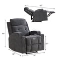 thumbnail image 5 of Bonzy Home Massage Recliner Chair with Lumbar Heat, 8‑Point Vibration Massage, Overstuffed Padded Gray Recliner Sofa for Living Room Bedroom, 5 of 12
