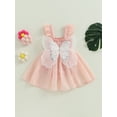 thumbnail image 4 of Bagilaanoe Newborn Baby Girl Rompers Dress Butterfly Fly Sleeve Bodysuit 6M 12M 18M 24M Infant Tulle A-line Princess Dresses, 4 of 8