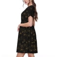 thumbnail image 2 of Easygdp Gold Spiders And Cobwebs para Vestido Transpirable de Mujer, Vestido Suelto de Manga Corta con Pliegues y Bolsillos para el Verano, 2 of 6