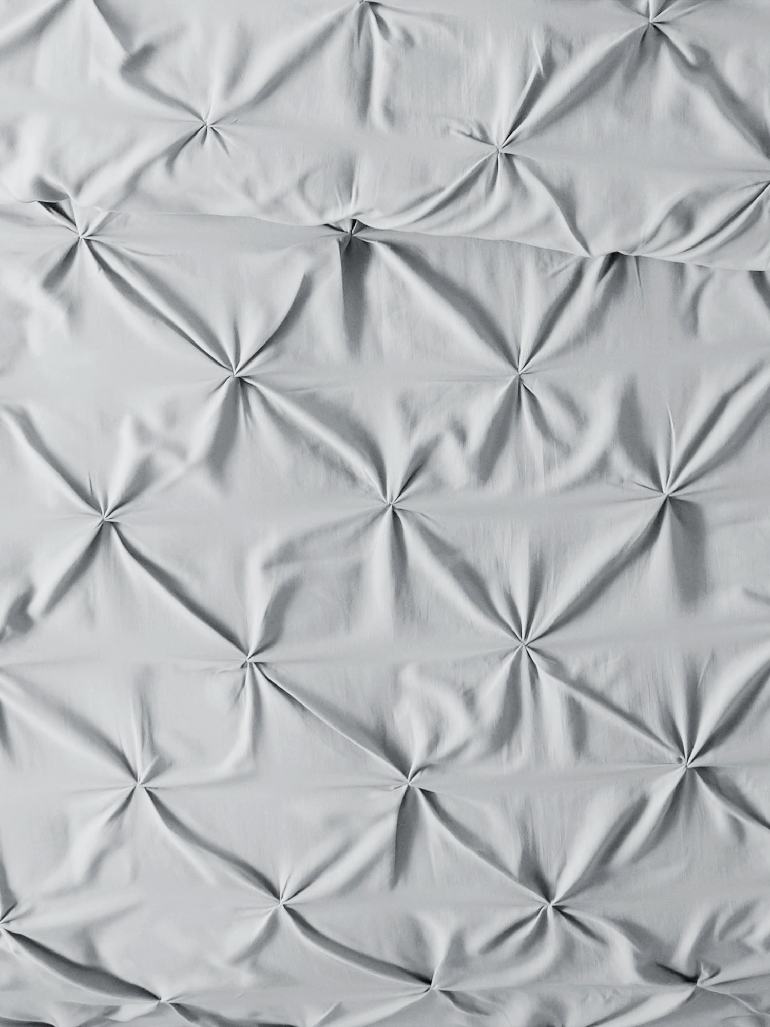 Comfort Canopy - 3 Piece Light Gray Pinch Pleated Duvet Cover Set with Shams for Queen Size Bedding