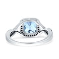 thumbnail image 3 of Art Deco Cushion Cut Infinity Twist Ring Aquamarine Cubic Zirconia Black Tone 925 Sterling Silver, Size 9, 3 of 6