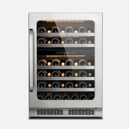 Whynter Dual Zone Wine Fridge: 24 inch 46 Bottles 40-65 Â°F Wine Refrigerator Glass Door  Freestanding for Office/Bar