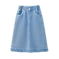 thumbnail image 7 of KAUOD Girls Midi Knee Length Denim Skirts with Pockets 5 to 14 Years Kids Elastic High Waist Casual A Line Jean Skirt, 7 of 7