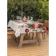 thumbnail image 2 of Outdoor Tablecloth with Umbrella Hole and Zipper, Christmas Poinsettia Rectangle Table Cloth 60x84 Inch Waterproof Tablecloth, Xmas Ball Pine Cone Berry Winter Bird Picnic Table Cover for Patio, 2 of 7