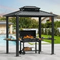 thumbnail image 3 of COBIZI 6’x 8’ Hardtop Aluminum Grill Gazebo with Double Roof, Outdoor BBQ Gazebo Canopy with 2 Side Shelves, Galvanized Steel Roof for Enhanced Patio, Lawn, Backyard BBQ Experience, Black, 3 of 11