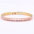 thumbnail image 2 of Cubic Zirconia Rectangle Sea Link Chain Polished Tennis Bracelet Gold Pink T128, 2 of 2