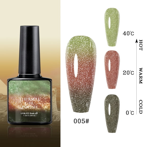 WIFKLSIIPG 8 Color Temperature Change Broken Diamond Nail Polish Fairy Color Gradient Nails A Bottle of Three Color 8ml