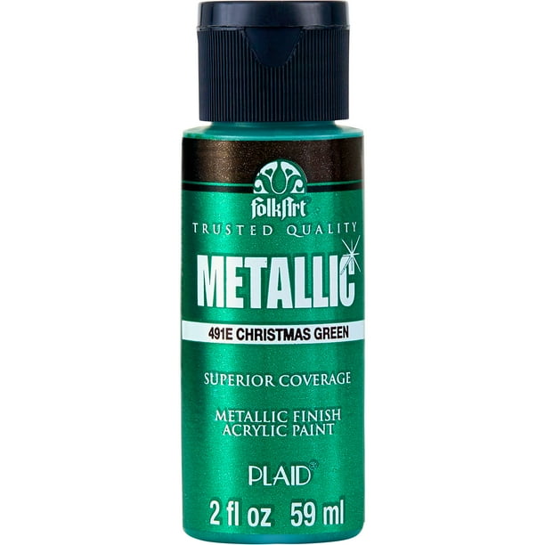 FolkArt 491E Metallic Acrylic Craft Paint, Christmas Green, 2 fl oz