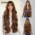 thumbnail image 2 of European and American Cross-Border New Women's Deep Brown Wavy Fashion Long Curly Wig Full Head Hairstyle Wigs, 2 of 10