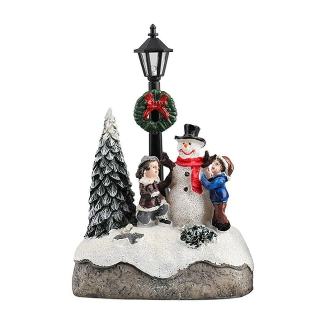 MOQIN Christmas Village Sets, Snowman Tree Santa Christmas Village Scene with Figurines LED Light Christmas Village Accessories Tabletop Decorative Christmas Ornaments for Table Decor