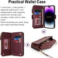 thumbnail image 3 of for iPhone 14 pro Wallet case,iPhone 14 pro Phone case with Zipper Card Holders for Women Slots Crossbody Flip Folio Book Cover with Credit Card Holder Men case - red, 3 of 12
