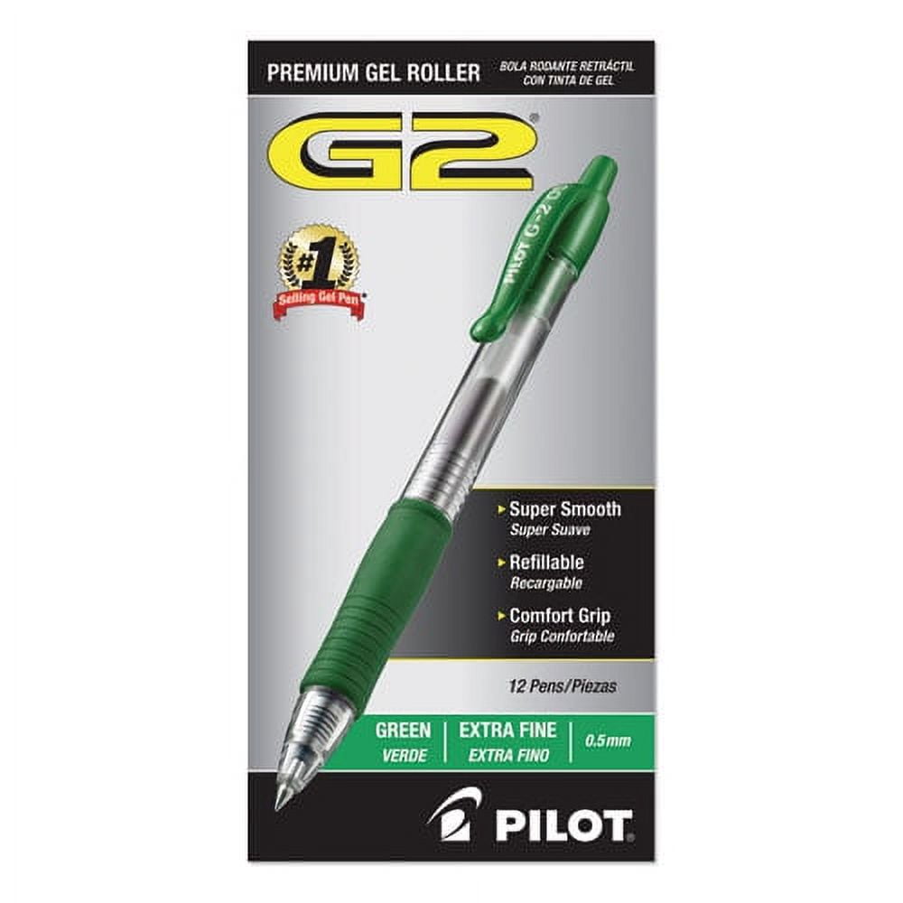 G2 Premium Gel Pen, Retractable, Extra-Fine 0.5 Mm, Green Ink, Smoke Barrel, Dozen | Bundle of 2 Dozen