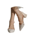thumbnail image 3 of Fiaer Women's Pointed Toe Heels Fashion Elegant Buckle Pumps Heeled Shiny Dress Shoes Comfort Work Shoes White 9, 3 of 8