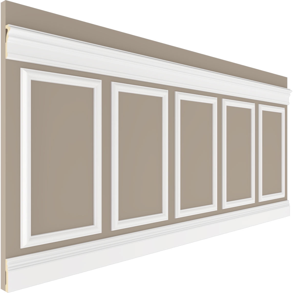 Ekena millwork 94 1/2"L (Adjustable 40"H to 44"H) Ashford Square Panel Traditional Wainscot Paneling Kit