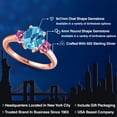 thumbnail image 2 of Gem Stone King 18K Rose Gold Plated Silver Swiss Blue Topaz and Pink Moissanite Engagement Ring for Women | 2.71 Cttw | Oval Checkerboard 9X7MM | Gemstone November Birthstone | Size 8, 2 of 6
