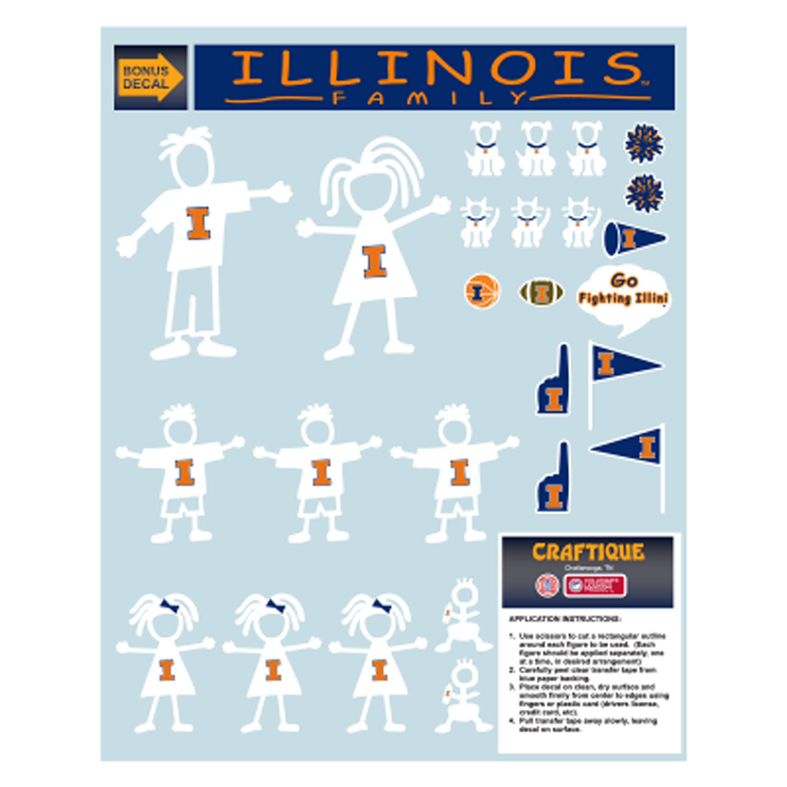 Illinois Fighting Illini 4-Inch Round Football Vinyl Decal 