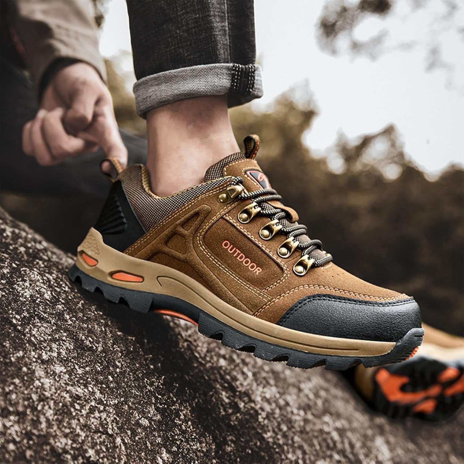 Orthopedic Shoes, Men's Breathable Lightweight Orthopedic Walking Shoes Hiking Shoes Outdoor Non Slip Hiking Trekking Shoes