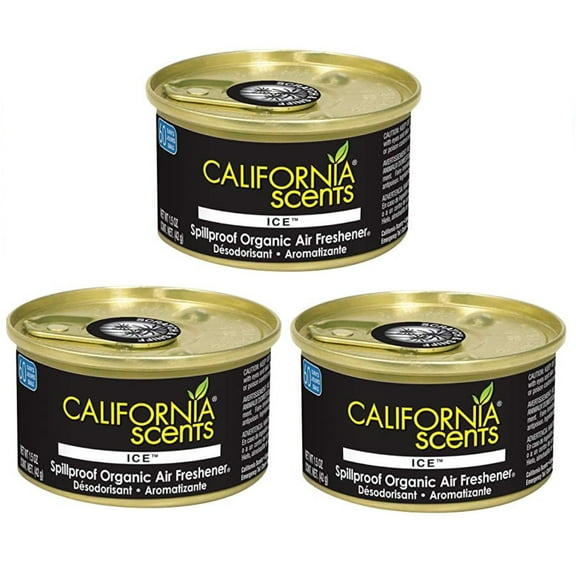 California Scents ICE Car Air Freshener Organic Fragrance for Home Office Taxi (3-Pack)