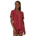 thumbnail image 2 of Eberjey Gisele - The Relaxed Short Pajama Set (Womens, Sangria/Ivory, LG), 2 of 3