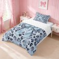 thumbnail image 2 of Erosebridal Glam Satin Bow Ribbon Twin Comforter Sets for Girls, Romantic Floral Print Bedding Set, Reversible 2 Pieces 1 Comforter and 1 Pillowcase, 2 of 6