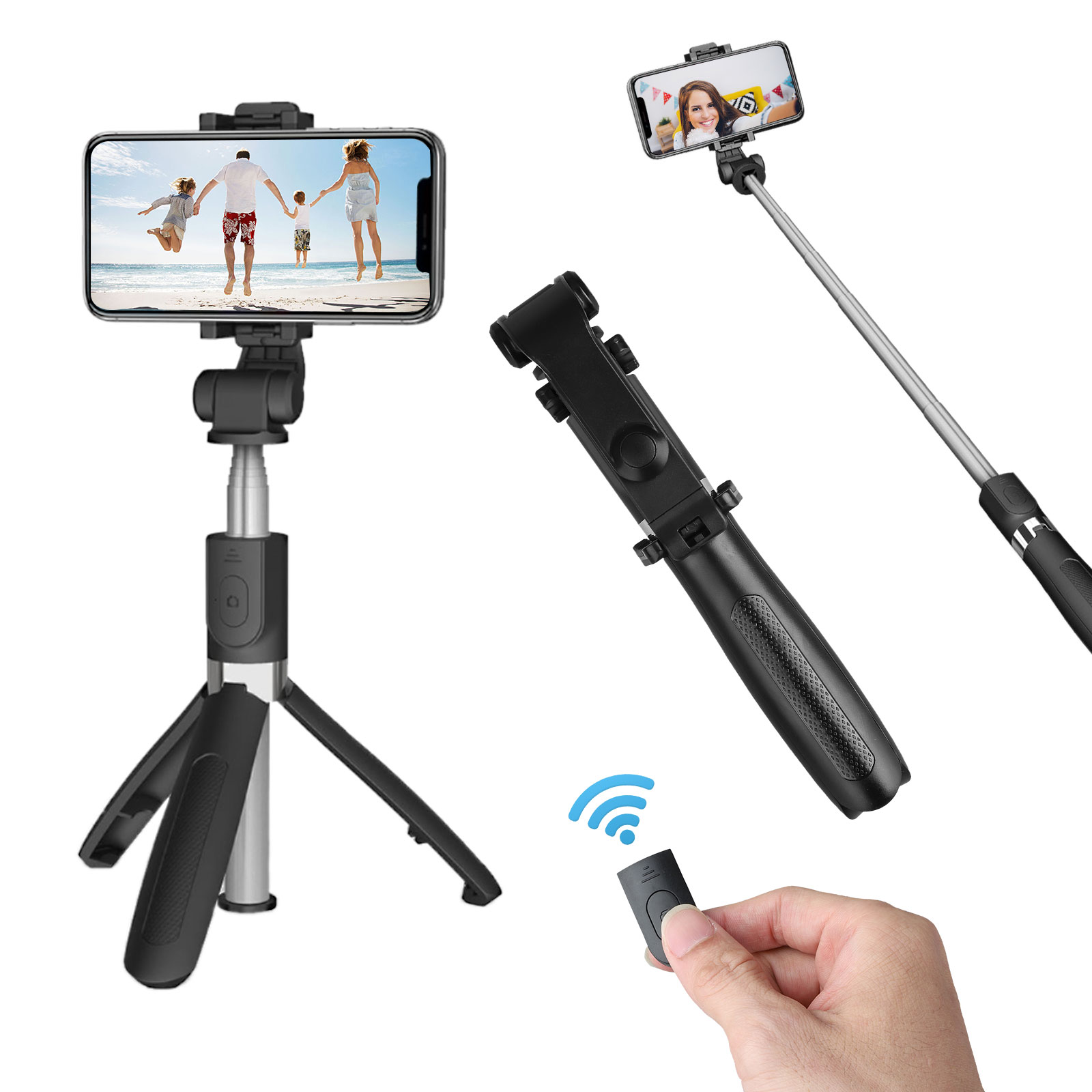 TSV Selfie Stick Tripod Bluetooth All in One Selfie Sticks Aluminum