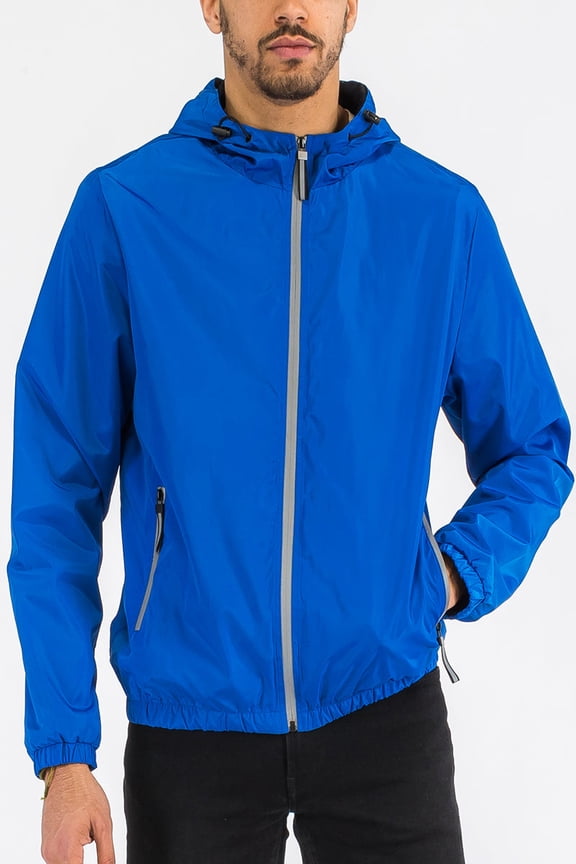 Men's Lightweight Full Zip Up Reflective Active Runners Jacket Casual Softshell Windbreaker Coat Outerwear