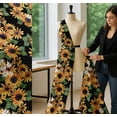 thumbnail image 5 of Soimoi Black Cotton Voile Fabric Leaves & Sunflower Floral Print Sewing Fabric Yard 56 Inch Wide, 5 of 7