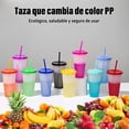 thumbnail image 2 of 30 de Vasos Reutilizables de Plastico, Cambia de Color con Agua Fria, 710ml Vasos de Plástico de Colores con Tapa y Popote, Perfecto para fiestas y oficinas, 2 of 7