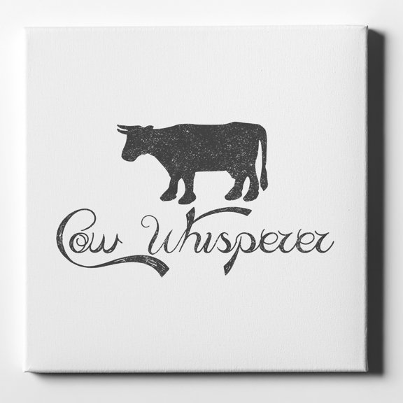 Cow Whisperer - 10" x 10" - Decorative Canvas Wall Art - White Edge - 5/8" Gallery Wrapped