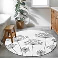 thumbnail image 3 of Round Rug 3.3Ft Washable Non-Slip, Black Dandelion Circle Area Rugs for Living Room Bedroom, Spring Country Modern Minimalist Flower Indoor Floor Mats Carpet Runner for Home Decor Aesthetic, 3 of 8