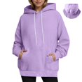 thumbnail image 2 of Cute Cat Ear Hoodies for Women 2025 Fall Winter Long Sleeve Plain Hooded Sweatshirt with Pockets Pullover Tops, 2 of 5