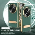 thumbnail image 2 of TECH CIRCLE Case for One Plus Open with Screen Protector, Lychee Pattern PU Leather Plating Case Hidden Kickstand Full Body Shockproof Anti-Scratches Cover for One Plus Open/OPPO Find N3 2023, Green, 2 of 7