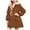 Brown, variant on Girl's Long Winter Warm Parka Sherpa Trimmed Collar Puffer Ski Jacket Coat Pink for Size 11-12 Years