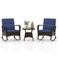 thumbnail image 2 of Costway 3 PCS Rocking Bistro Set with Removable Cushions & Tempered Glass Top Coffee Table Navy, 2 of 10