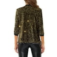 thumbnail image 3 of INSPIRE CHIC Cardigan en Velours pour Femme à Paillettes Brillantes, Ouvert à l'Avant, Sans Col, Manches 3/4, TG, Or, 3 of 6