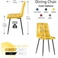thumbnail image 3 of NORDICANA Yellow Velvet Kitchen Chairs Upholstered Dining Chair Tufted with Back Design,Modern Living Room Chair with Metal Legs for Dining Room, 3 of 8