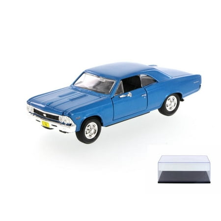 Chevrolet Chevelle Carpet - Diecast Car & Display Case Package - 1966 Chevrolet Chevelle SS396 Hard Top, Blue - Showcasts 34960 - 1/24 Scale Diecast Model Toy Car w/Display Case