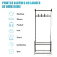 thumbnail image 4 of 3-in-1 Entryway Shoe and Coat Rack, Hall Tree Metal Coat Stand with Bench Coat Hanger, Clothes Stand Shoe Rack Bedroom Storage Shelf Organizer, 2 Shelves for Space Saving, 4 of 10