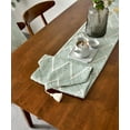 thumbnail image 4 of Nvzi Triangle Tassel Table Runner Green Wave Nordic Jacquard Geometric Table Flag Tassel Fashion Tea Flag Meal Flag Long Strip Polyester Cotton Tablecloth,Green 11.81*70inch, 4 of 5