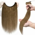 thumbnail image 4 of Benehair Human Hair Extensions Wire In Headband Hiddien Secret No Clip Weft One Piece Remy Hair Straight Women Brown, 4 of 13