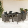 thumbnail image 1 of vidaXL 7 Piece Garden Dining Set with Cushions Grey Poly Rattan, 1 of 4