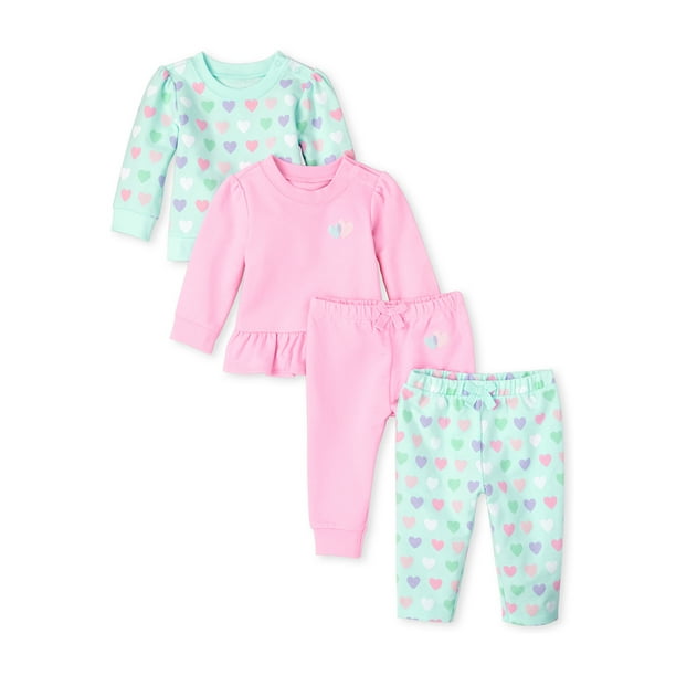 The Children's Place Baby Girl 4pc Heart Outfit Set, Size 3M24M