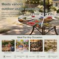 thumbnail image 6 of Round Outdoor Tablecloth with Umbrella Hole and Zipper, Farm Rooster Tablecloth with Elastic Waterproof, Country Vintage Barn Chicken Flowers Wooden Patio Table Covers for 55" - 60" Pool Tables, 6 of 9