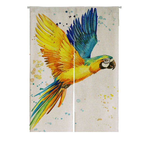 ABPHQTO Parrot Bird Japonés Noren Cortina Puerta Ventana Tratamiento Cortinas 85x120 cm